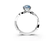 Solitaire Engagement Ring Setting for Fancy Blue Pear-Shaped Center with Pave and Plain Crossover Band and Prong Head in Sterling Silver