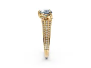 Solitaire Engagement Ring Setting for Fancy Blue Heart-Shaped Center with Accented Split Shank and Prong Head in Yellow Gold