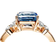 Solitaire Engagement Ring Setting for Fancy Blue Asscher Cut Center with Marquise Flower Shoulders and Prong Head in Rose Gold