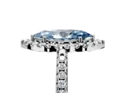 Pave Halo Engagement Ring Setting for Fancy Blue Marquise Center with Single Row Pave Band and Prong Head in Platinum