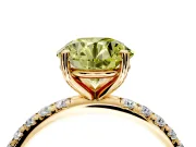 Solitaire Engagement Ring Setting for Fancy Yellow Round Cut Center with Micro Pave Band and Prong Head in Yellow Gold