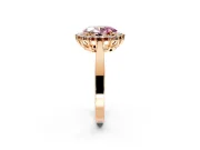 Starburst Halo Engagement Ring Setting for Fancy Pink Oval Center with Flat Cathedral Band and Prong Head in Rose Gold