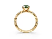 Rope Engagement Ring Setting for Fancy Green Oval Center with Accent Shoulders and Prong Head in Yellow Gold