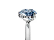 Hidden Halo Engagement Ring Setting for Fancy Blue Heart-Shaped Center with Thin Round-Wire Band and Prong Head in Sterling Silver
