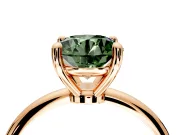 Minimalist Solitaire Engagement Ring Setting for Fancy Green Round Cut Center with Thin Band and Prong Head in Rose Gold