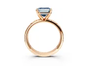 Solitaire Engagement Ring Setting for Fancy Blue Asscher Cut Center with Scrollwork Band and Prong Head in Rose Gold