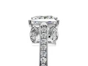 Cathedral Engagement Ring Setting for Princess Cut Center with Antique-Style Pave Band and Prong Head in Sterling Silver