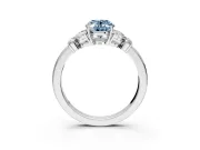 Solitaire Engagement Ring Setting for Fancy Blue Oval Center with Marquise Flower Shoulders and Prong Head in Sterling Silver