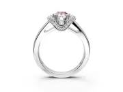 Solitaire Engagement Ring Setting for Fancy Pink Pear-Shaped Center with Wide Band, Pave Collar and Prong Head in Platinum