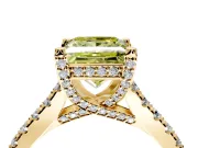 Solitaire Engagement Ring Setting for Fancy Yellow Princess Cut Center with Widening Pave Band and Claw Prong Head in Yellow Gold