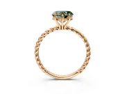 Solitaire Engagement Ring Setting for Fancy Green Heart-Shaped Center with Plain Twisted Rope Band and Prong Head in Rose Gold