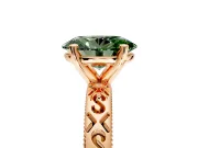 Solitaire Engagement Ring Setting for Fancy Green Oval Center with Scrollwork Band and Prong Head in Rose Gold