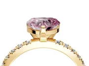 Solitaire Engagement Ring Setting for Fancy Pink Heart-Shaped Center with Fine Pave Band and Claw Prong Head in Yellow Gold