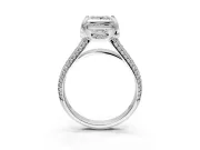 Solitaire Engagement Ring Setting for Princess Cut Center with Accented Split Shank and Prong Head in Platinum