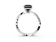 Side Accent Engagement Ring Setting for Fancy Black Princess Cut Center with Accent Shoulders and Prong Head in Platinum