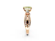 3 Stone Engagement Ring Setting for Fancy Yellow Radiant Cut Center with Pave Twist Band and Prong Head in Rose Gold