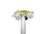 Floral Frame Engagement Ring Setting for Fancy Yellow Pear-Shaped Center with Accent Clusters and Prong Head in Sterling Silver