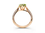 Solitaire Engagement Ring Setting for Fancy Yellow Heart-Shaped Center with Multi-Row Accents and Prong Head in Rose Gold