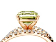 Solitaire Engagement Ring Setting for Fancy Yellow Asscher Cut Center with Woven 3-Strand Pave Band and Prong Head in Rose Gold