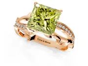 Solitaire Engagement Ring Setting for Fancy Yellow Princess Cut Center with Pave and Plain Crossover Band and Prong Head in Rose Gold