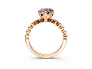 Solitaire Engagement Ring Setting for Fancy Pink Heart-Shaped Center with Bezel-Dot Beaded Band and Prong Head in Rose Gold