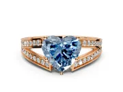 Split Shank Engagement Ring Setting for Fancy Blue Heart-Shaped Center with Pave Split Shank and Prong Head in Rose Gold