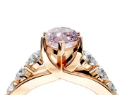Solitaire Engagement Ring Setting for Fancy Pink Marquise Center with Graduated Shared Prongs and Prong Head in Rose Gold