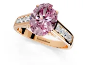 Solitaire Engagement Ring Setting for Fancy Pink Oval Center with Cathedral Channel Band and Prong Head in Rose Gold