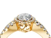 Halo Engagement Ring Setting for Marquise Center with Wide-Open Pave Split Shank and Prong Head in Yellow Gold