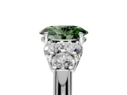 Cluster Engagement Ring Setting for Fancy Green Oval Center with Round Cut Accent Frame and Prong Head in Platinum