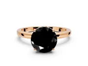 Solitaire Engagement Ring Setting for Fancy Black Round Cut Center with Fine Wire Band and Prong Head in Rose Gold