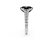 Solitaire Engagement Ring Setting for Fancy Black Marquise Center with Pave Cathedral Shoulders and Prong Head in Sterling Silver