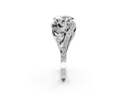 Halo Engagement Ring Setting for Oval Center with Marquise and Pave Bypass Band and Prong Head in Platinum