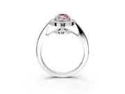 Bezel-Framed Halo Engagement Ring Setting for Fancy Pink Marquise Center with Pave Band and Prong Head in Sterling Silver