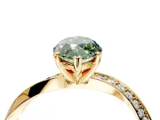Side Accent Engagement Ring Setting for Fancy Green Marquise Center with Accent Shoulders and Prong Head in Yellow Gold