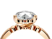 Solitaire Engagement Ring Setting for Heart-Shaped Center with Beaded Shoulders and Prong Head in Rose Gold