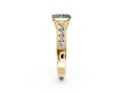 Solitaire Engagement Ring Setting for Fancy Green Radiant Cut Center with Round Cut Channel Band and Prong Head in Yellow Gold