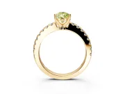 Solitaire Engagement Ring Setting for Fancy Yellow Pear-Shaped Center with Single Row Accent Band and Prong Head in Yellow Gold
