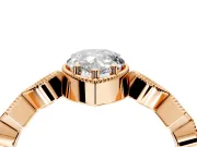 Milgrain Bezel Engagement Ring Setting for Pear-Shaped Center with Marquise Stations and Bezel Head in Rose Gold