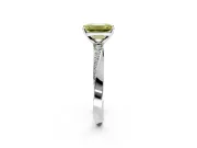 Side Accent Engagement Ring Setting for Fancy Yellow Emerald Cut Center with Accent Shoulders and Prong Head in Sterling Silver