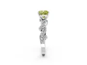 Solitaire Engagement Ring Setting for Fancy Yellow Cushion Cut Center with Bar-Station Pave Twist and Prong Head in Platinum