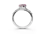 Solitaire Engagement Ring Setting for Fancy Pink Heart-Shaped Center with Trailing Leaf Accent Band and Prong Head in Platinum