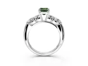 5 Stone Engagement Ring Setting for Fancy Green Emerald Cut Center with Graduated Accents and Prong Head in Sterling Silver