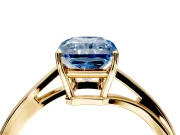 Solitaire Engagement Ring Setting for Fancy Blue Radiant Cut Center with Plain Bypass Twist Band and Prong Head in Yellow Gold