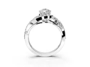 Halo Engagement Ring Setting for Pear-Shaped Center with Marquise and Pave Bypass Band and Prong Head in Platinum