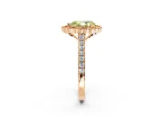 Milgrain Floral Halo Engagement Ring Setting for Fancy Yellow Pear-Shaped Center with Pave Band and Prong Head in Rose Gold