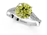 Solitaire Engagement Ring Setting for Fancy Yellow Round Cut Center with Twisted Pave Split Shank and Prong Head in Platinum