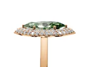 Halo Engagement Ring Setting for Fancy Green Marquise Center with Plain Tapered Band and Prong Head in Rose Gold