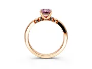 Solitaire Engagement Ring Setting for Fancy Pink Emerald Cut Center with Beaded Shoulders and Prong Head in Rose Gold