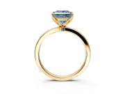 Solitaire Engagement Ring Setting for Fancy Blue Princess Cut Center with Thin Rounded Plain Band and Prong Head in Yellow Gold
